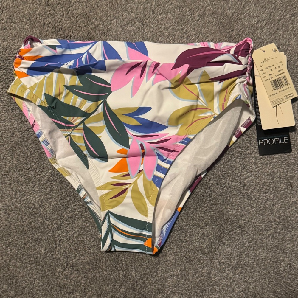 NWT Profile by Gottex Womens High Waist Tropical Floral Bikini Bottom Size 6 $60